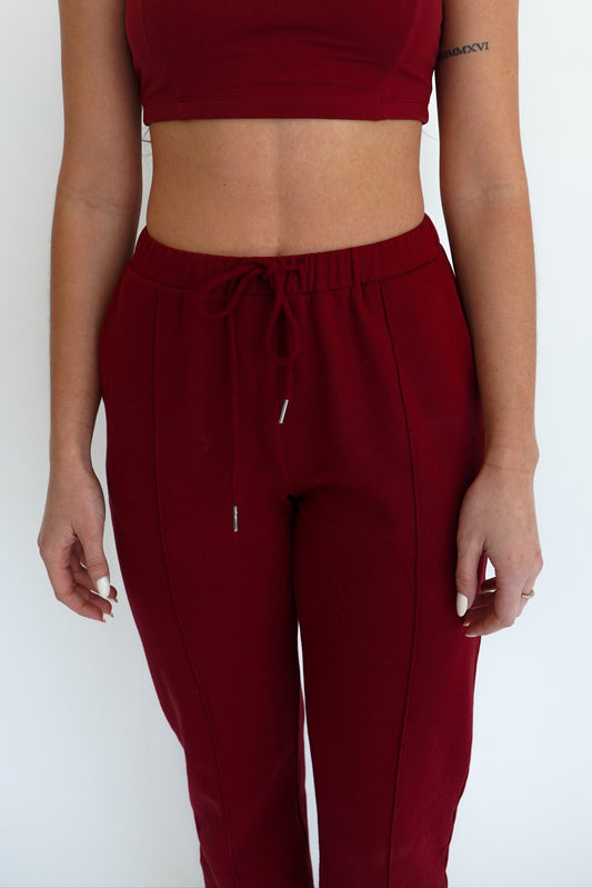 ROUGE FONCÉ PANTALONS DROITS - DARING