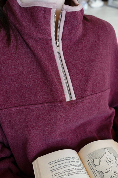 BURGUNDY SOFT ZIP-UP - HUG